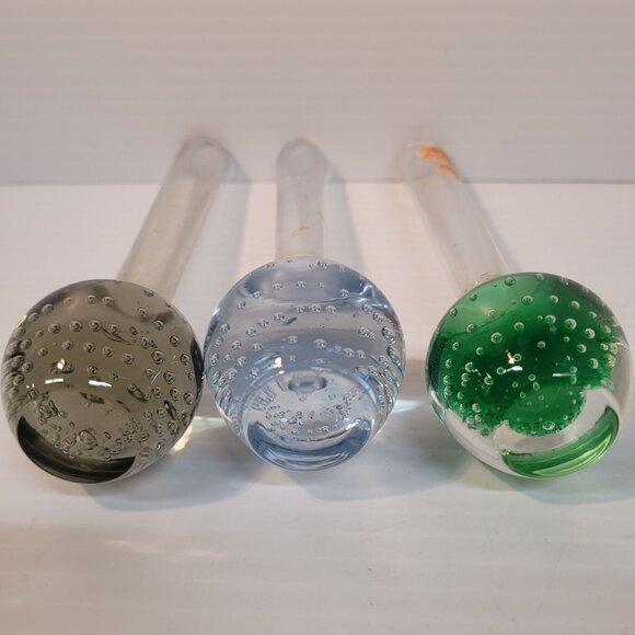 Holmegaard Bud Vases Denmark Set 3 Blown Glass Controlled Air Bubbles Single - Picture 10 of 10